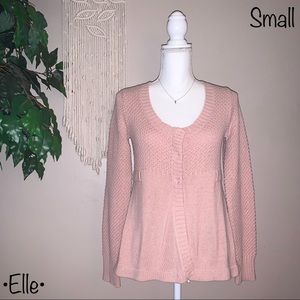 Elle Pink Chunky Knit Cardigan, Size Small